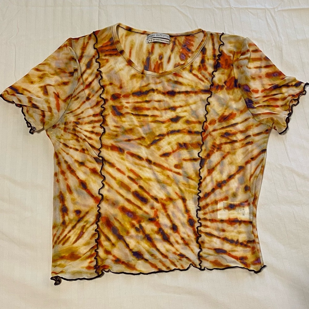 Urban outfitters tie dye mesh crop top